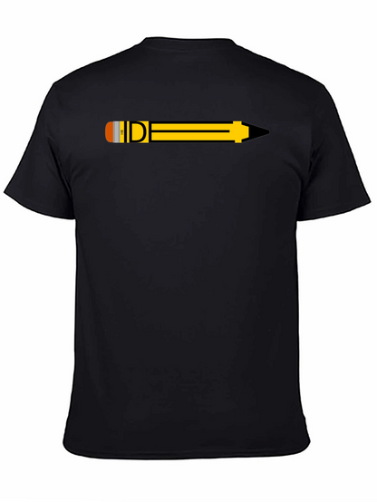 Pencil Graphic Black T-Shirt - Creative Design