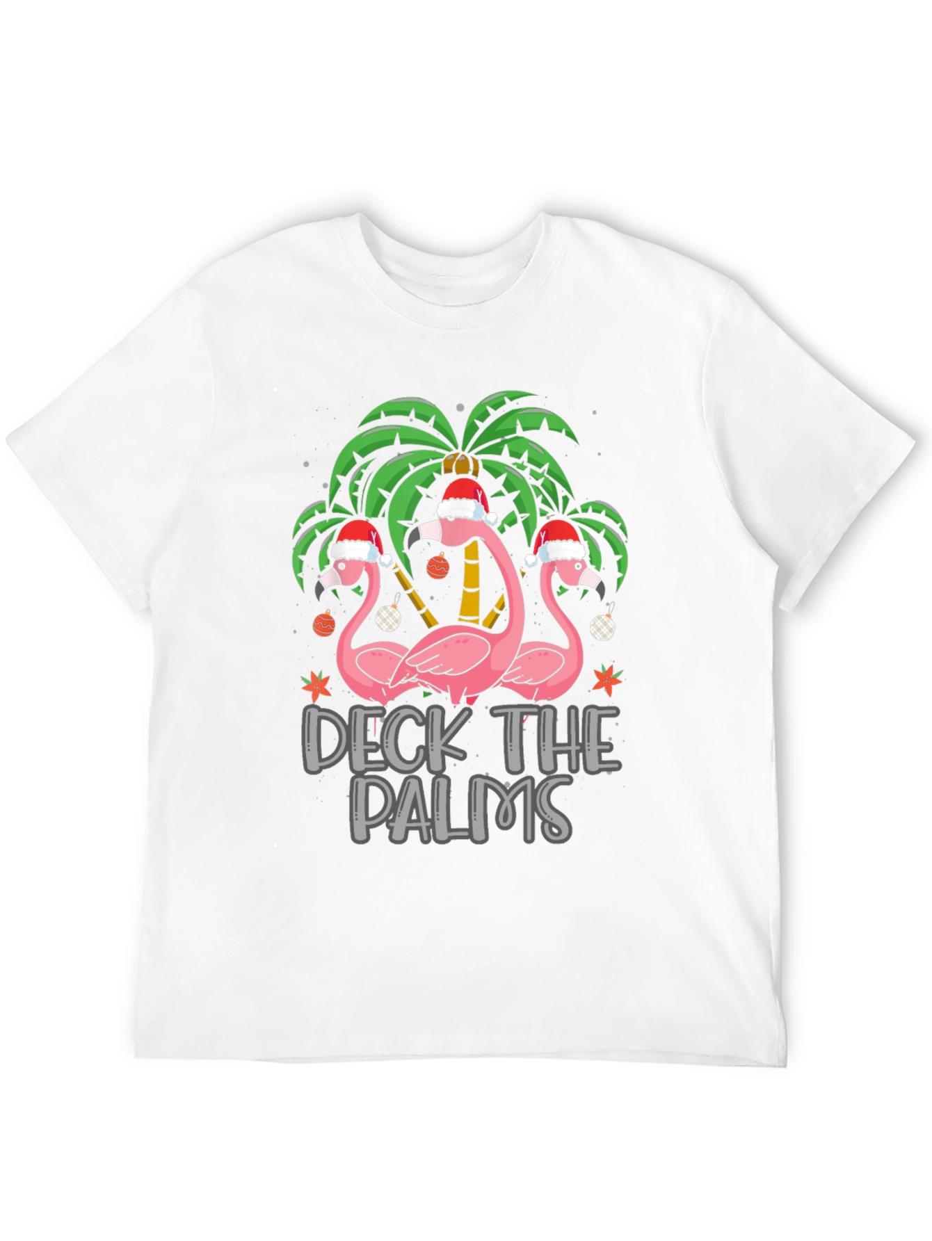 Deck the Palms Christmas Flamingo T-Shirt
