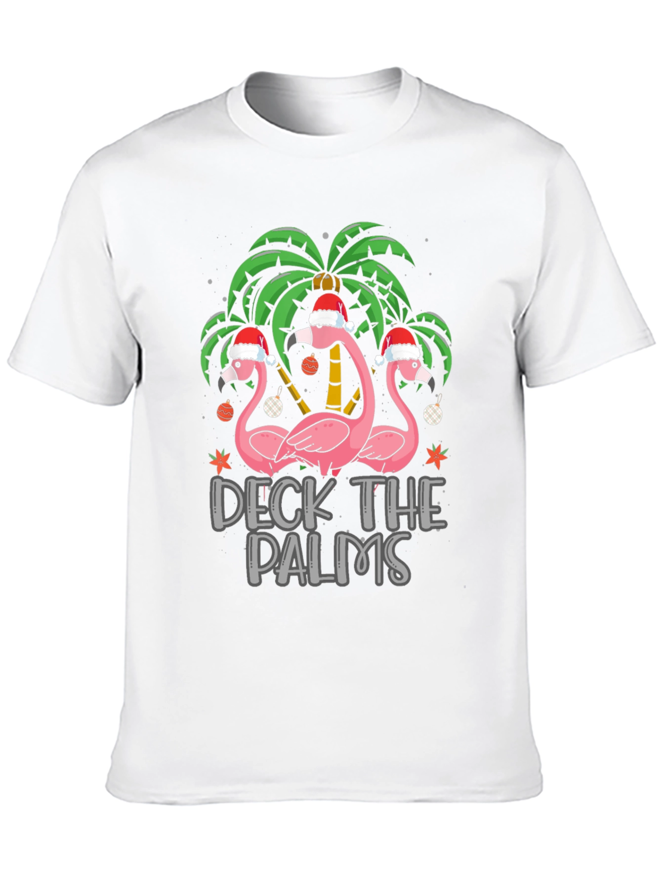 Deck the Palms Christmas Flamingo T-Shirt