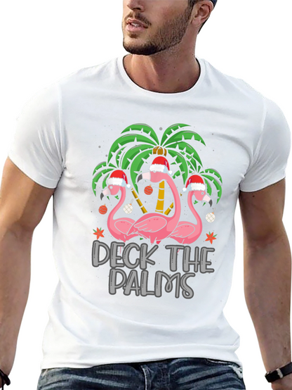 Deck the Palms Christmas Flamingo T-Shirt