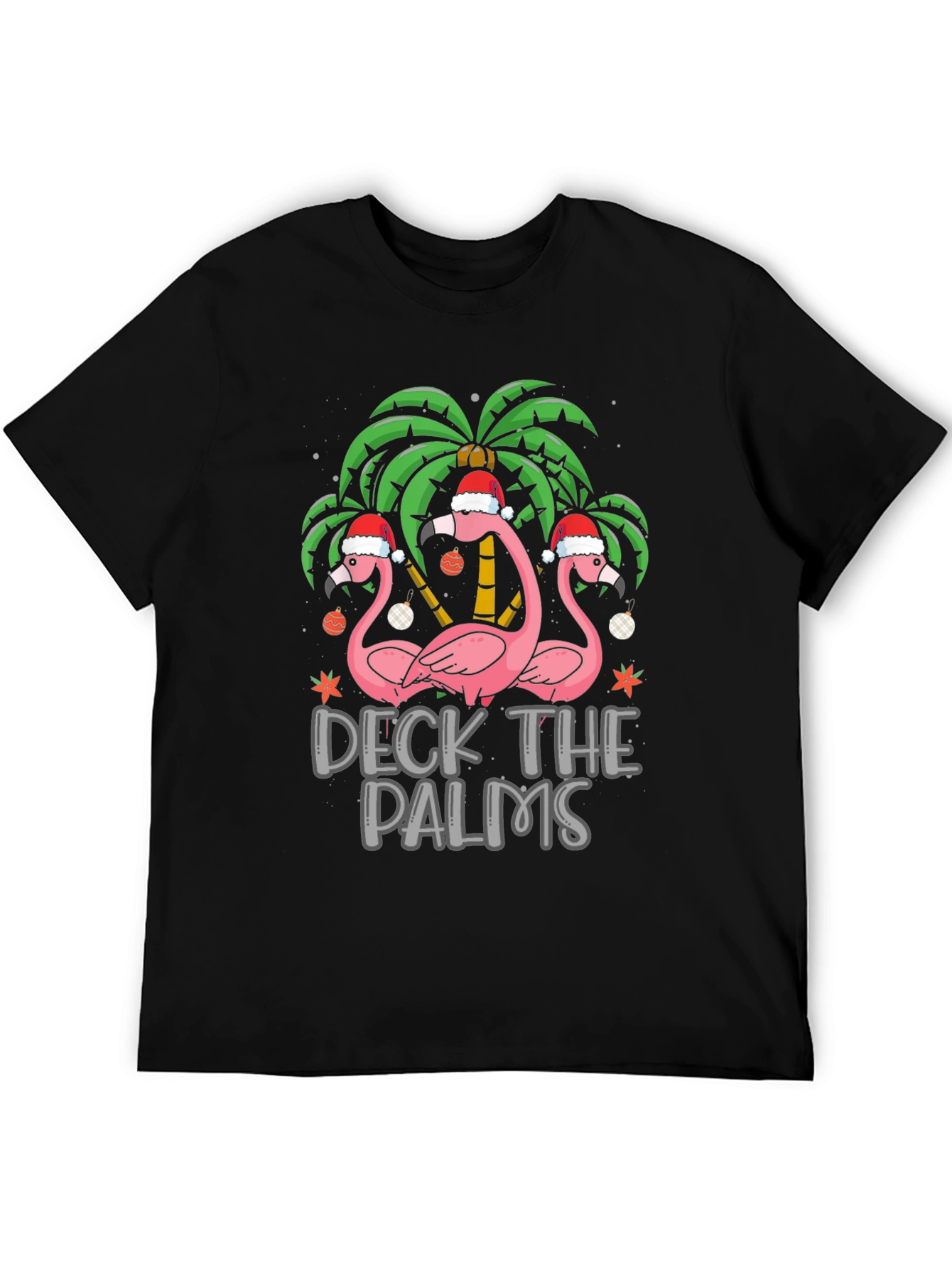 Deck the Palms Christmas Flamingo T-Shirt