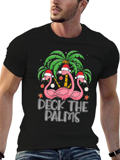 Deck the Palms Christmas Flamingo T-Shirt