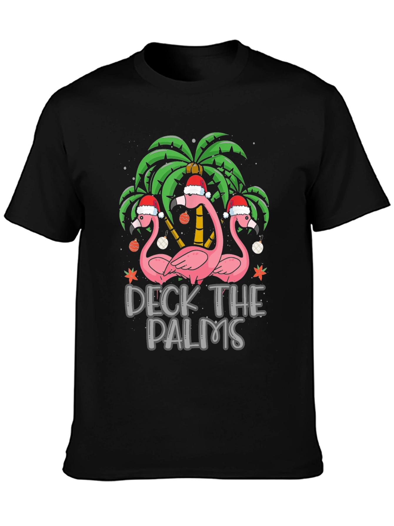 Deck the Palms Christmas Flamingo T-Shirt
