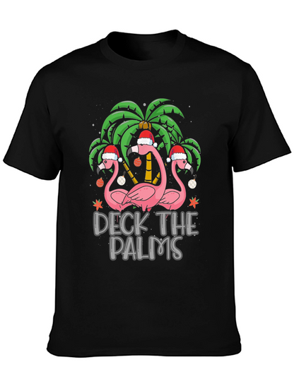 Deck the Palms Christmas Flamingo T-Shirt
