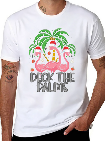 Deck the Palms Christmas Flamingo T-Shirt