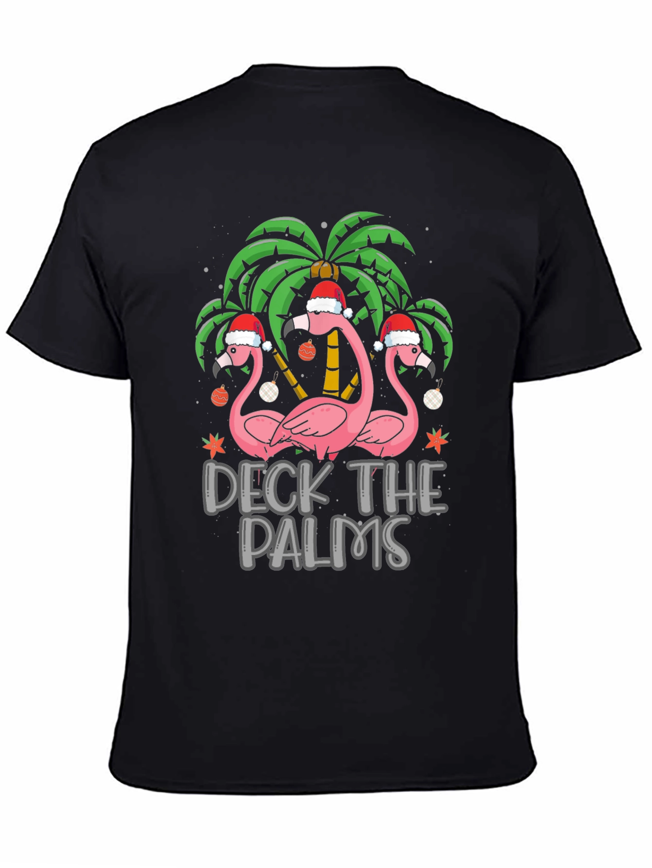 Deck the Palms Christmas Flamingo T-Shirt
