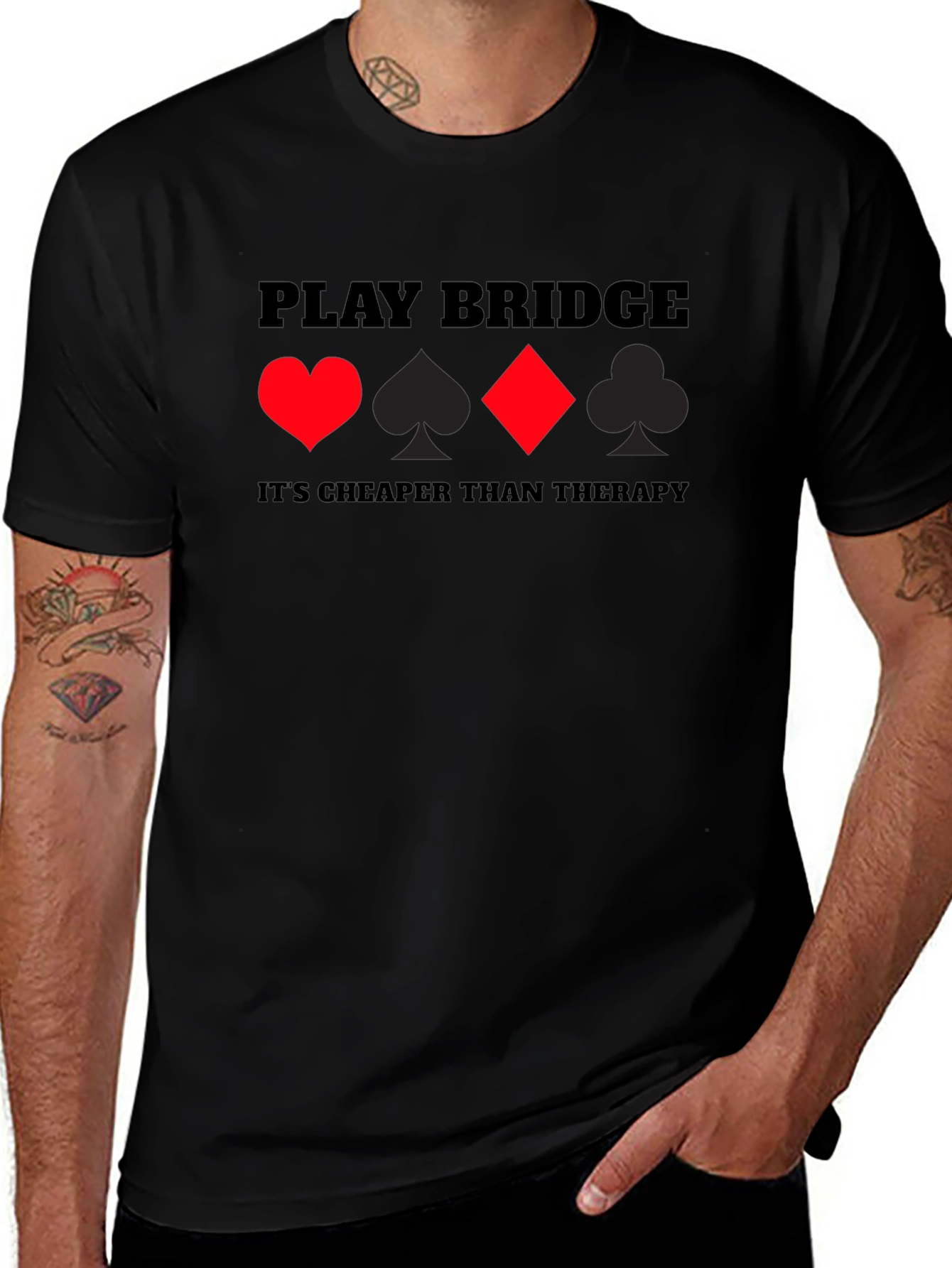 Play Bridge Graphic Tee - Cheaper Than Therapy T-Shirt