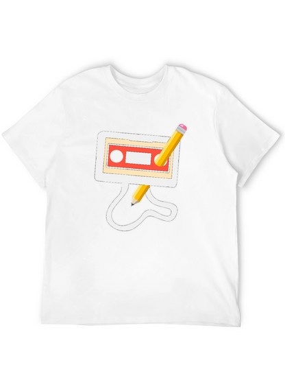 Retro Cassette & Pencil Black Graphic Tee