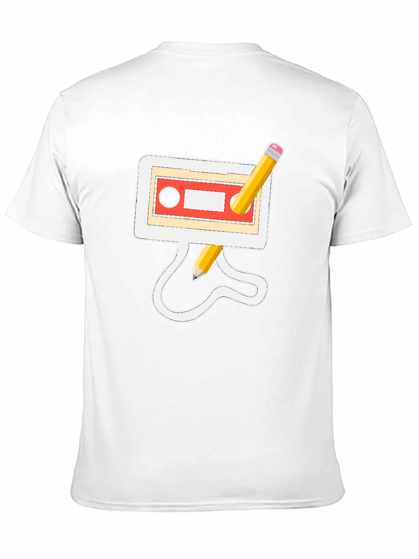 Retro Cassette & Pencil Black Graphic Tee