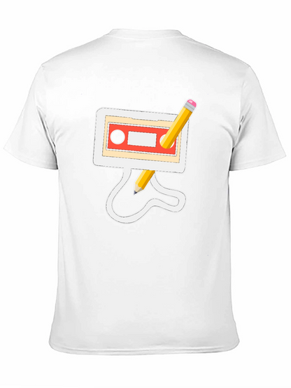 Retro Cassette & Pencil Black Graphic Tee