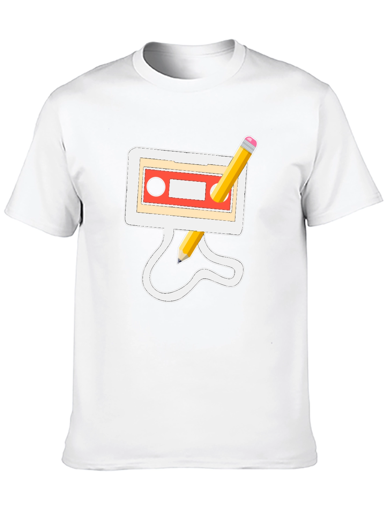 Retro Cassette & Pencil Black Graphic Tee