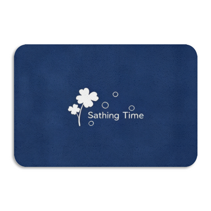Dark Blue Clover Bath Theme£üDark Blue Clover Bath Time Print Diatomite Mat, Simple Text Design Quick?Dry Non?Slip Bathroom Mat