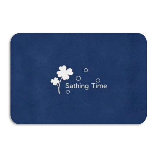 Dark Blue Clover Bath Theme£üDark Blue Clover Bath Time Print Diatomite Mat, Simple Text Design Quick?Dry Non?Slip Bathroom Mat