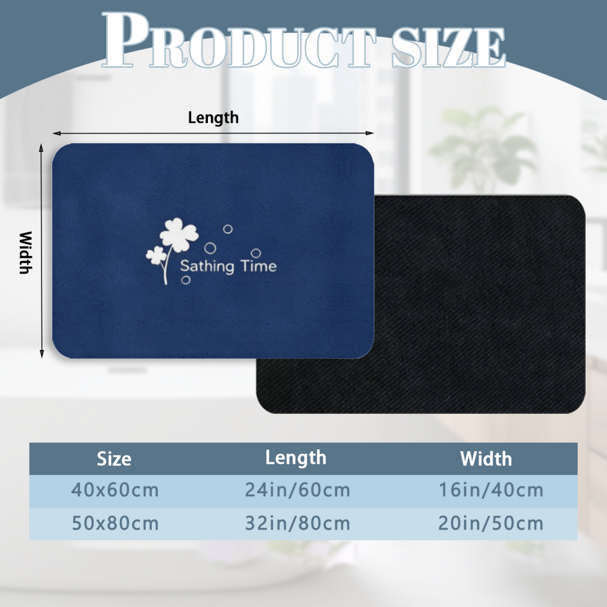 Dark Blue Clover Bath Theme£üDark Blue Clover Bath Time Print Diatomite Mat, Simple Text Design Quick?Dry Non?Slip Bathroom Mat
