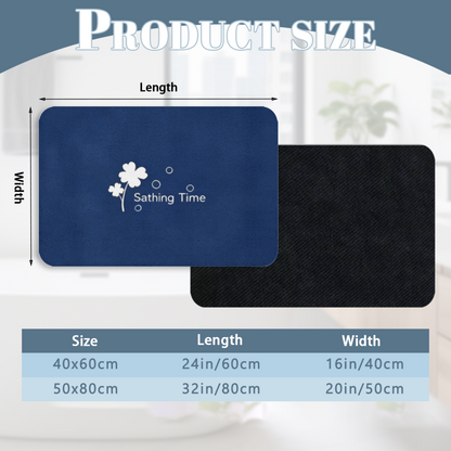 Dark Blue Clover Bath Theme£üDark Blue Clover Bath Time Print Diatomite Mat, Simple Text Design Quick?Dry Non?Slip Bathroom Mat