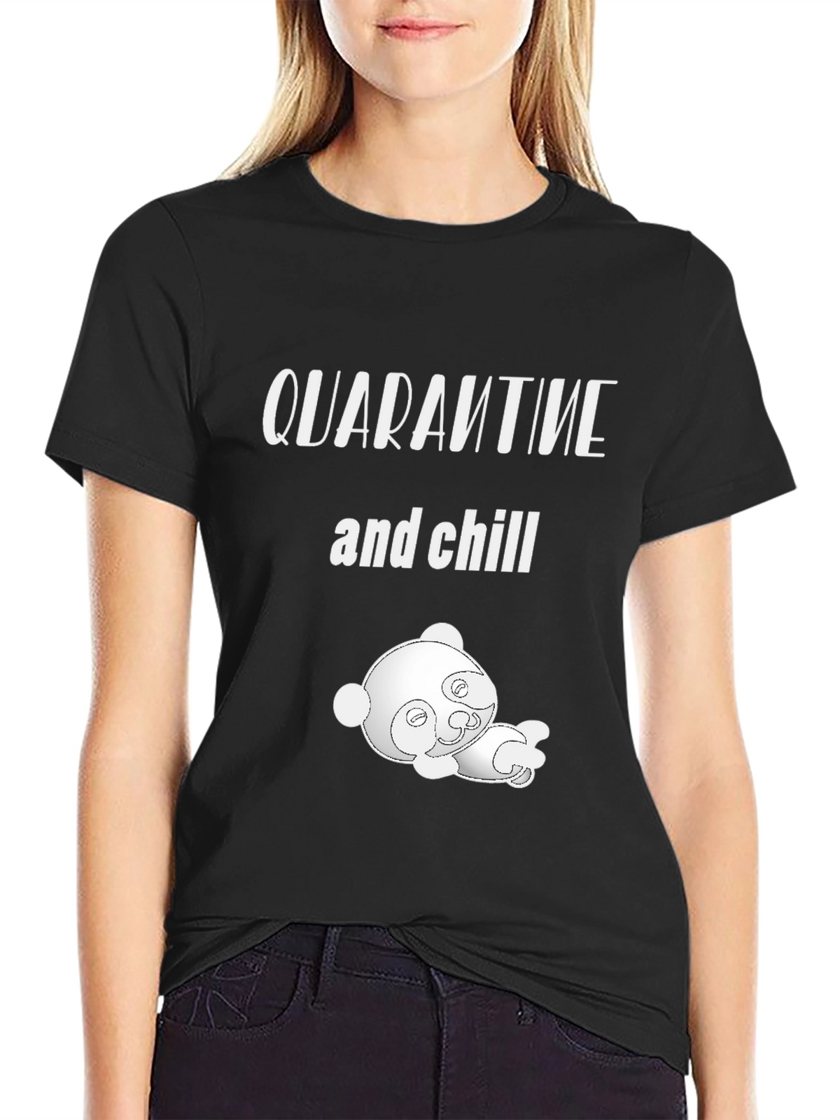 Quarantine & Chill T-Shirt with Cute Panda Graphic