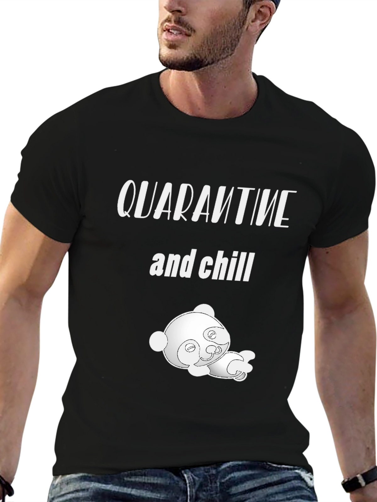Quarantine & Chill T-Shirt with Cute Panda Graphic