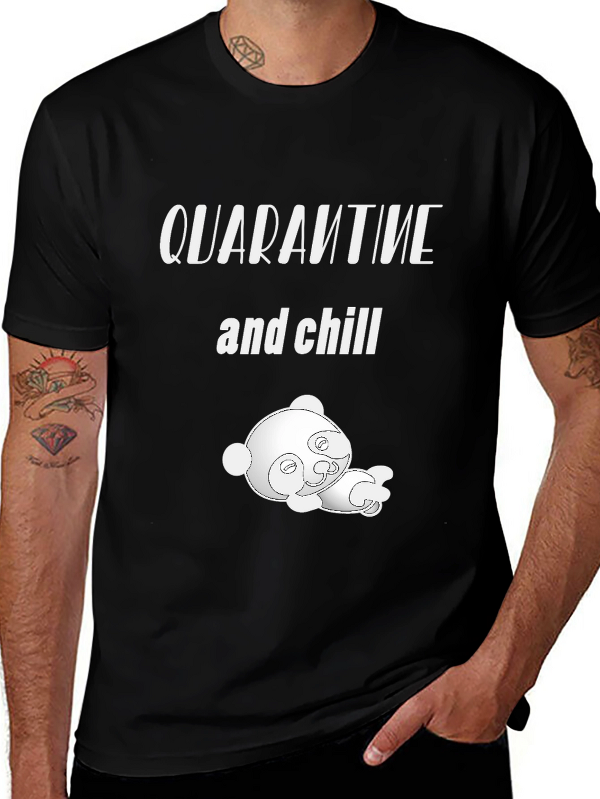 Quarantine & Chill T-Shirt with Cute Panda Graphic