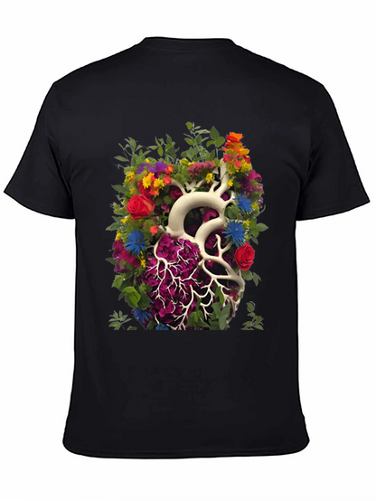 Floral Heart Anatomy T-Shirt - Unique Graphic Tee