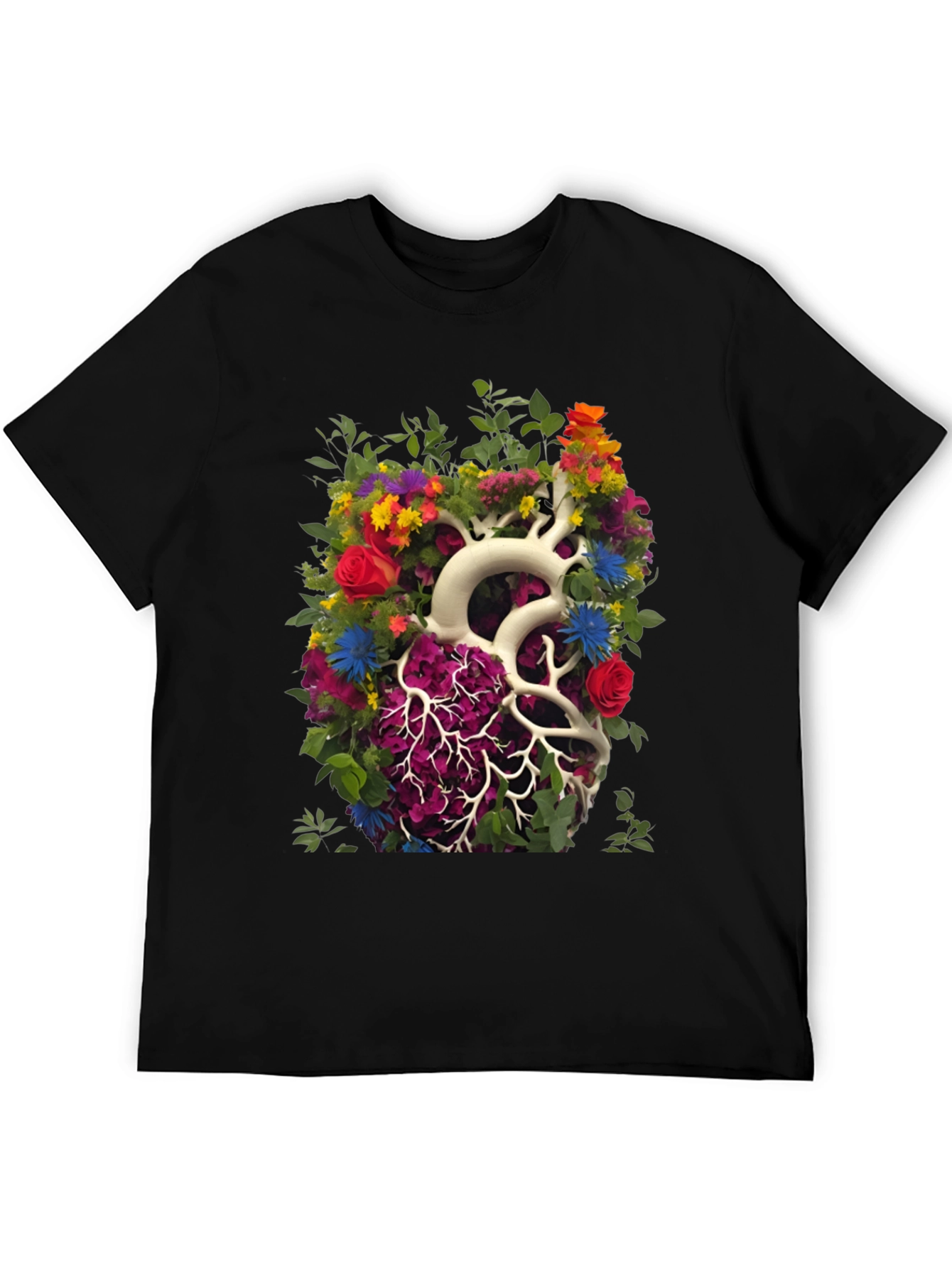 Floral Heart Anatomy T-Shirt - Unique Graphic Tee