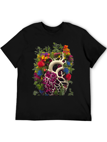 Floral Heart Anatomy T-Shirt - Unique Graphic Tee