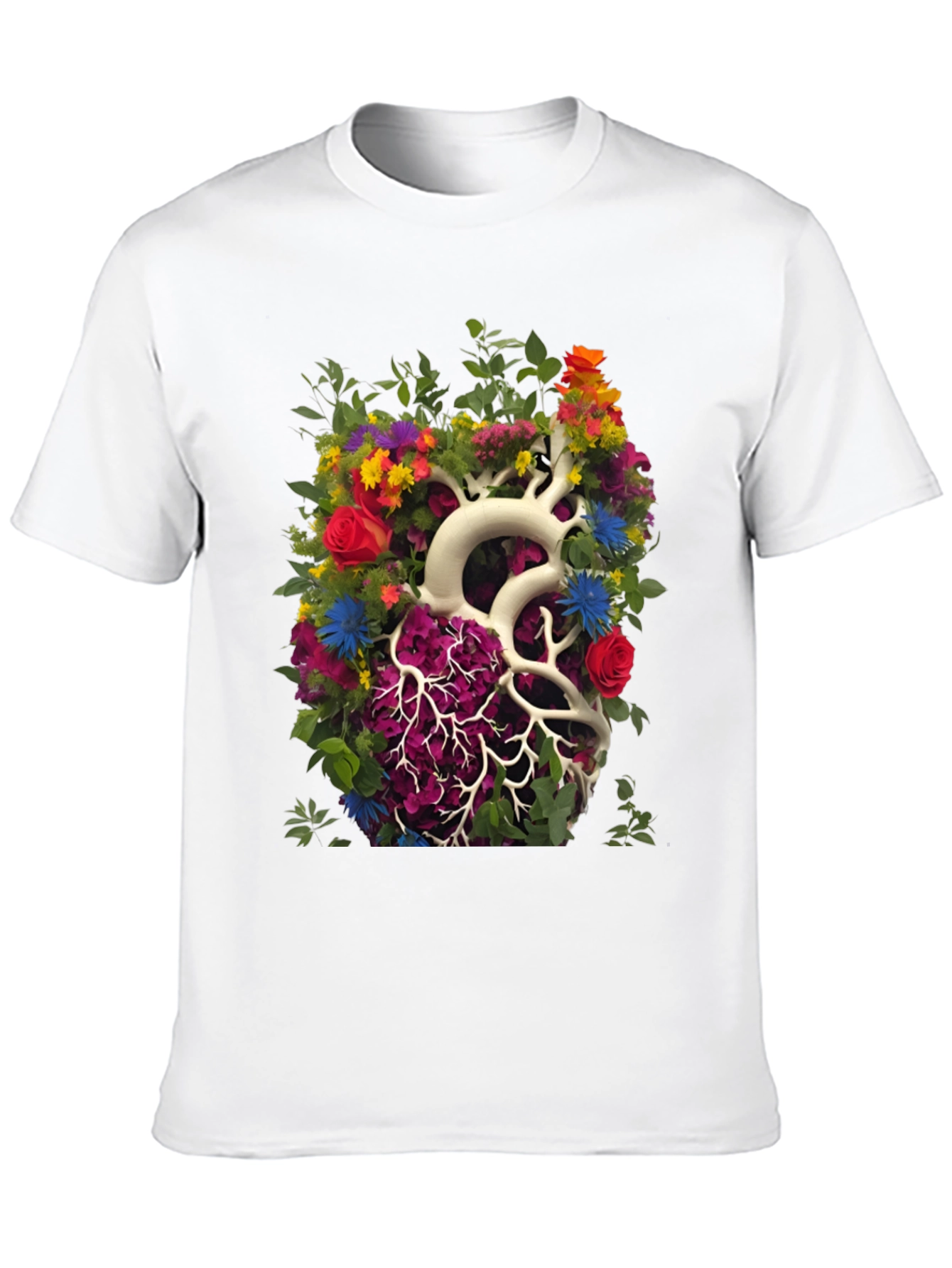 Floral Heart Anatomy T-Shirt - Unique Graphic Tee
