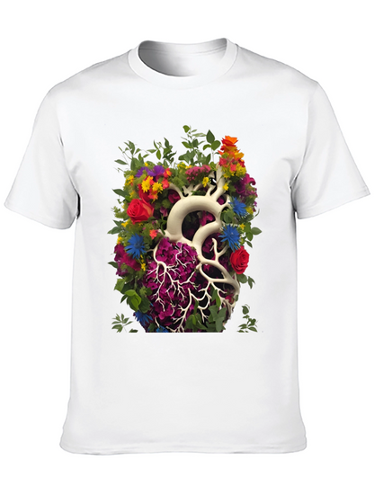 Floral Heart Anatomy T-Shirt - Unique Graphic Tee