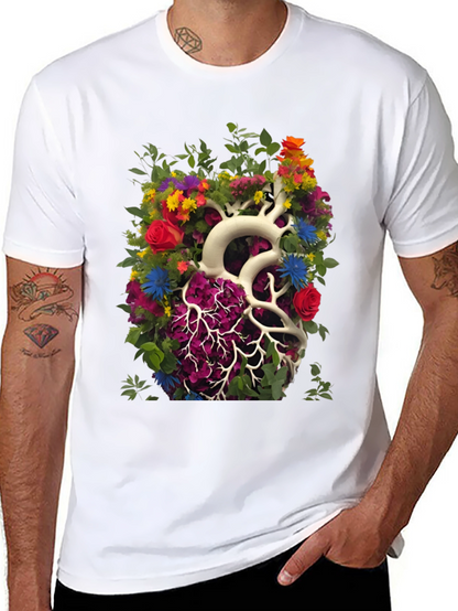 Floral Heart Anatomy T-Shirt - Unique Graphic Tee