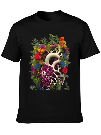 Floral Heart Anatomy T-Shirt - Unique Graphic Tee