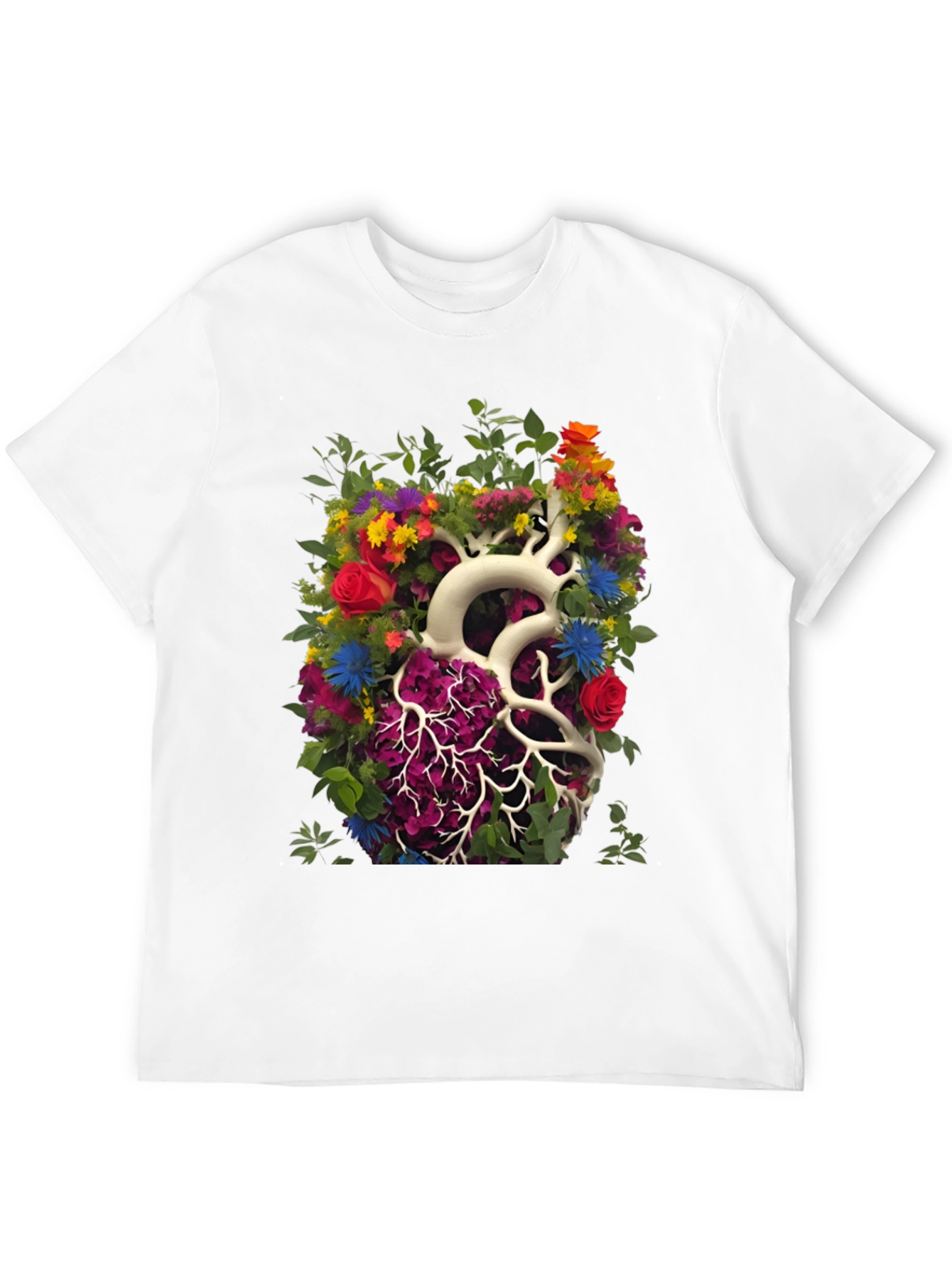 Floral Heart Anatomy T-Shirt - Unique Graphic Tee