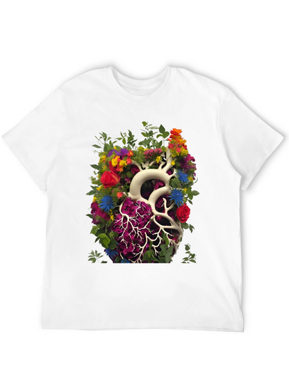 Floral Heart Anatomy T-Shirt - Unique Graphic Tee