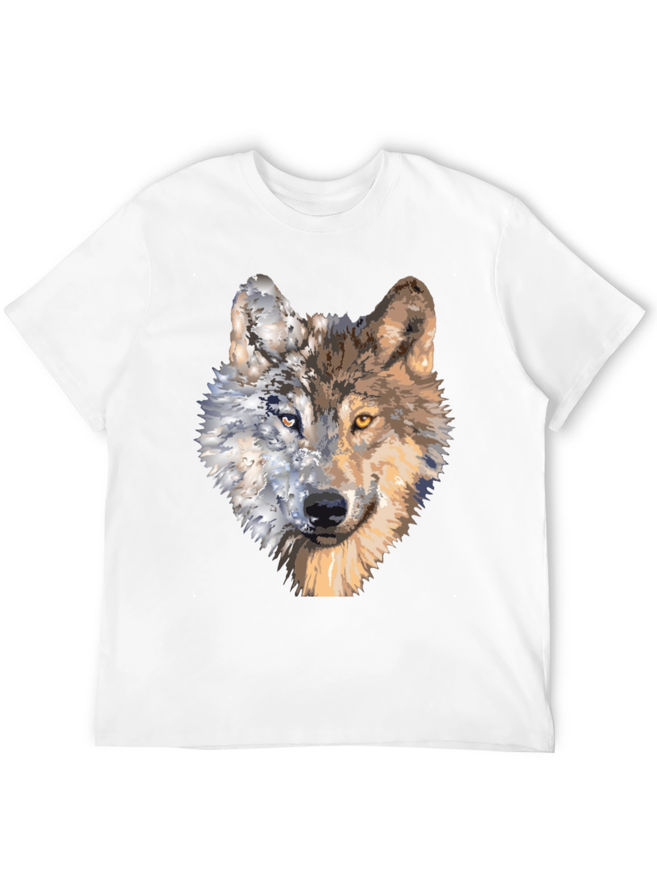 Wolf Portrait Graphic Tee - Unique Two-Faced Design