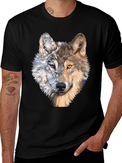Wolf Portrait Graphic Tee - Unique Two-Faced Design