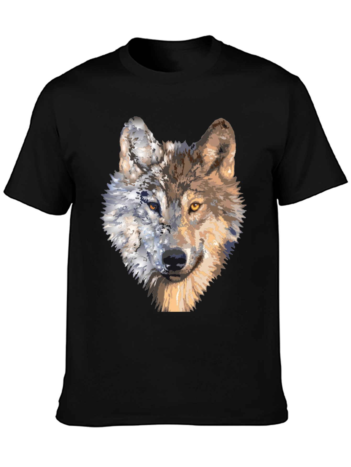 Wolf Portrait Graphic Tee - Unique Two-Faced Design