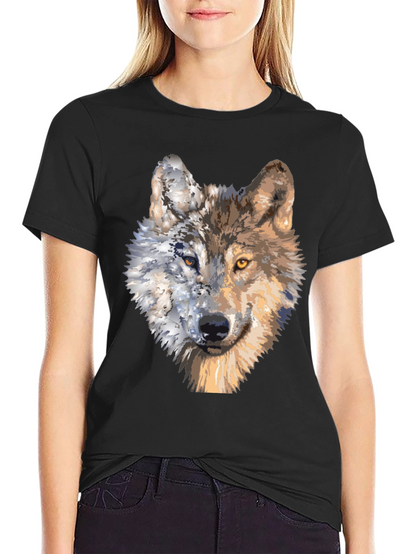 Wolf Portrait Graphic Tee - Unique Two-Faced Design