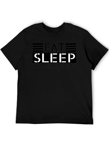 Eat Sleep Travel Repeat Black Graphic Tee