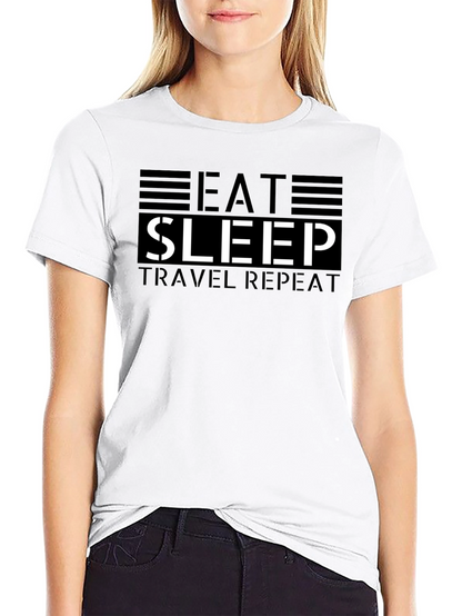 Eat Sleep Travel Repeat Black Graphic Tee
