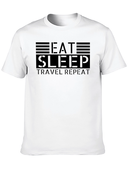 Eat Sleep Travel Repeat Black Graphic Tee