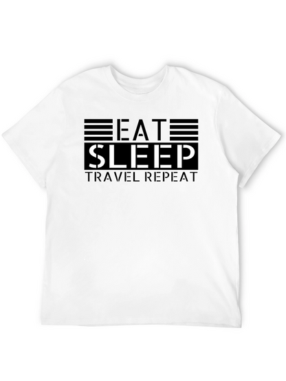 Eat Sleep Travel Repeat Black Graphic Tee