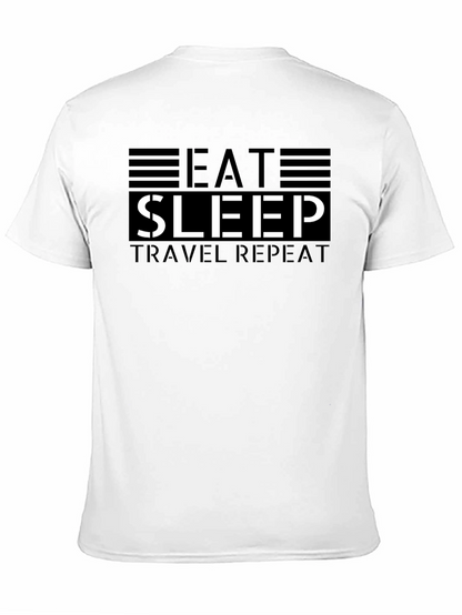 Eat Sleep Travel Repeat Black Graphic Tee