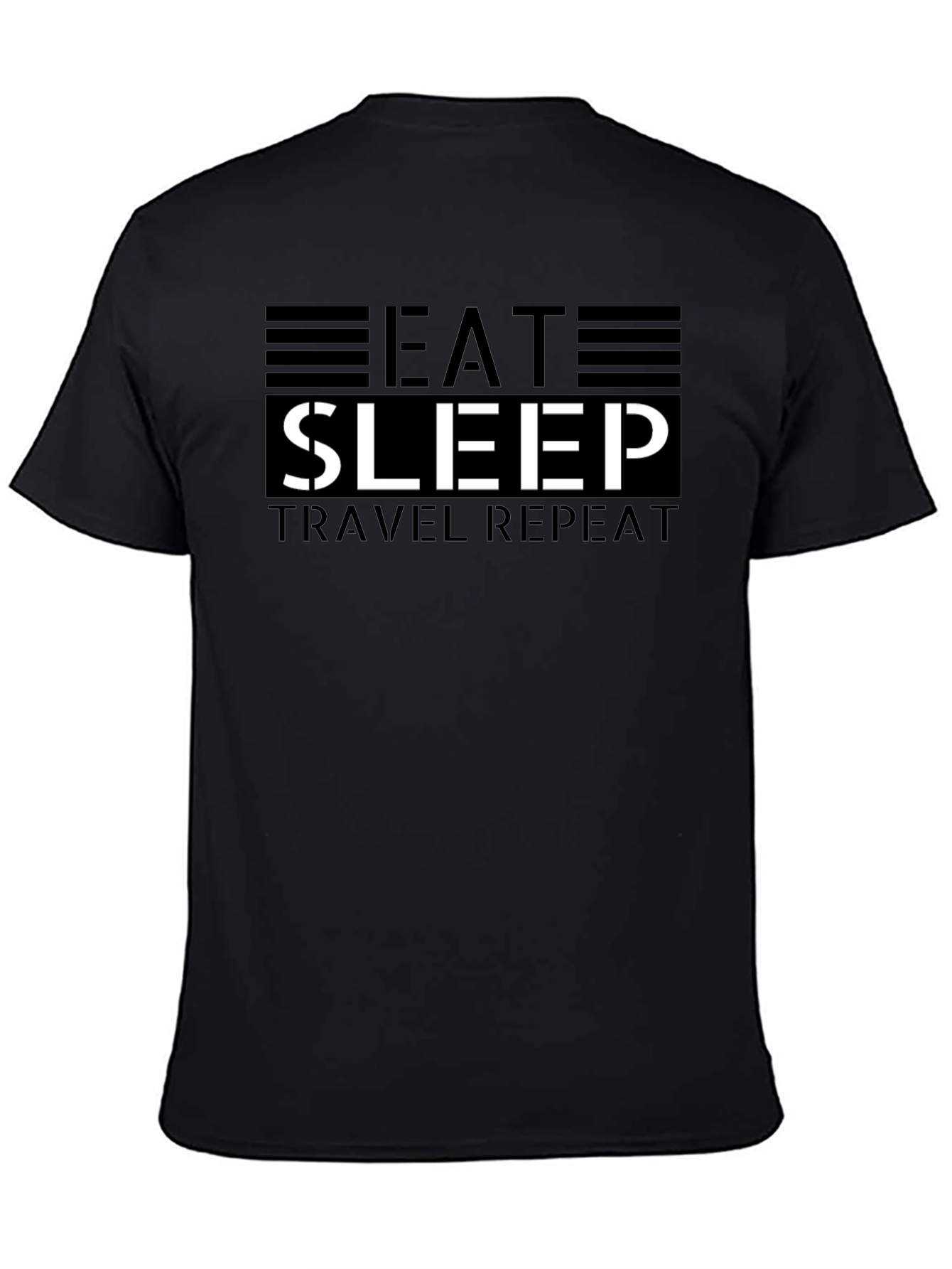 Eat Sleep Travel Repeat Black Graphic Tee