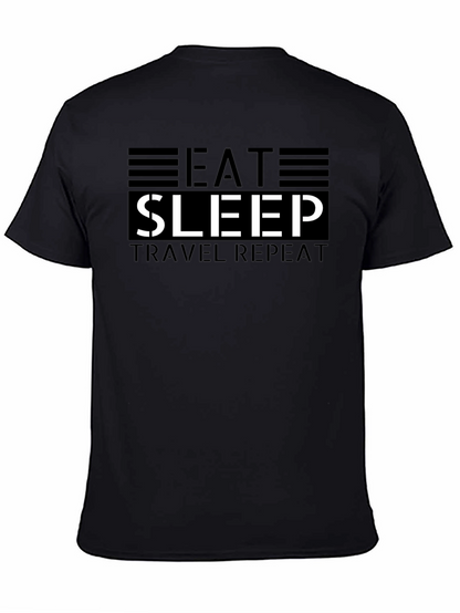 Eat Sleep Travel Repeat Black Graphic Tee