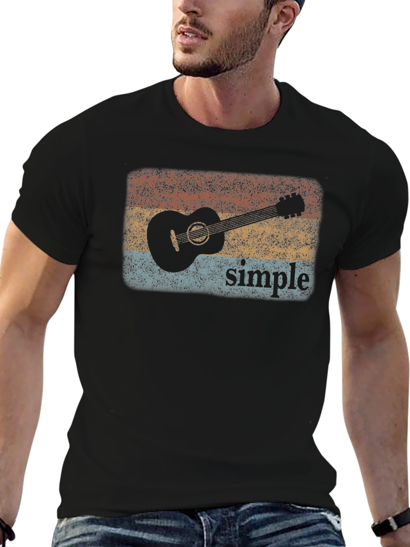 Retro Guitar Simple Graphic Tee