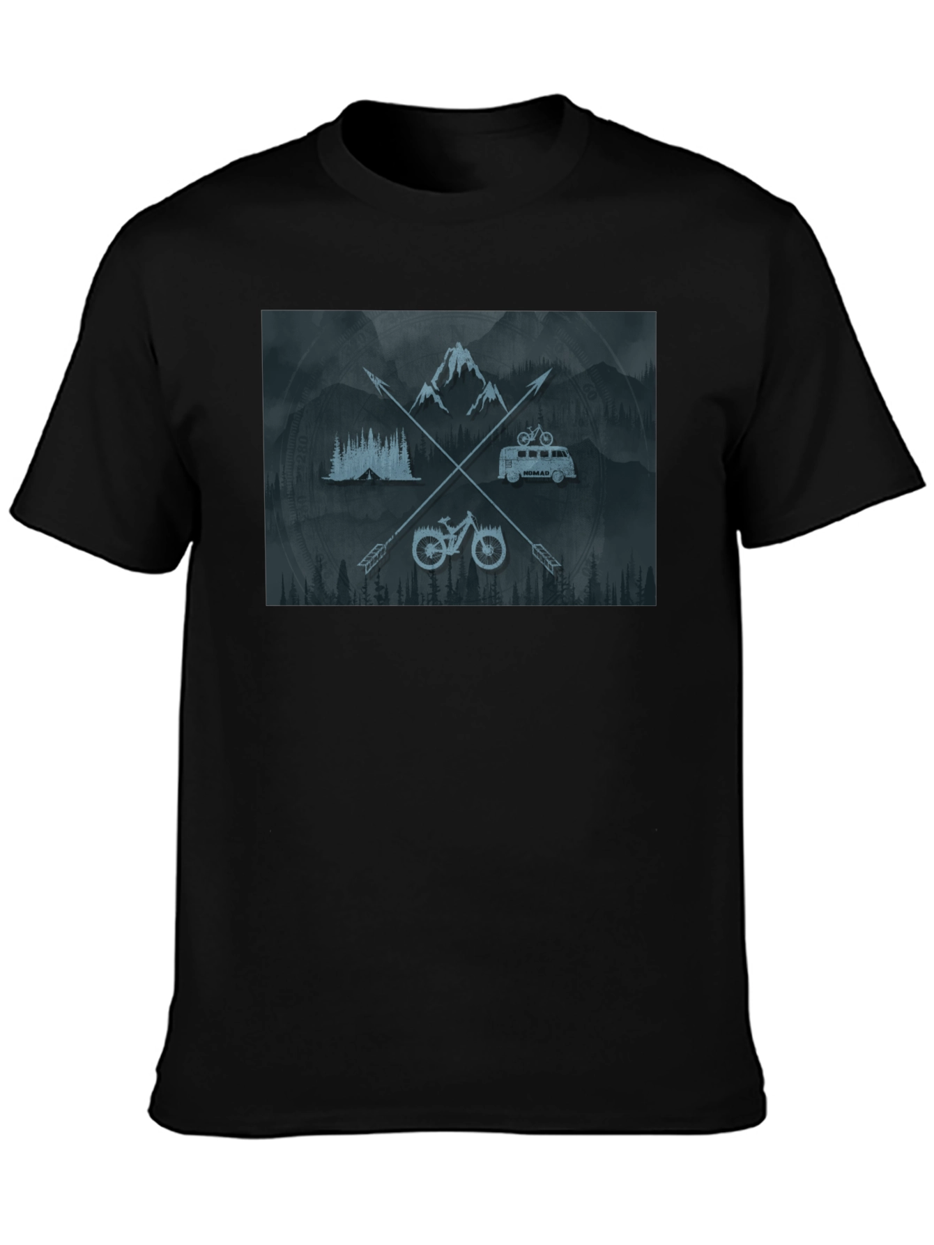 Outdoor Adventure Graphic T-Shirt - Mountain Bike Camping
