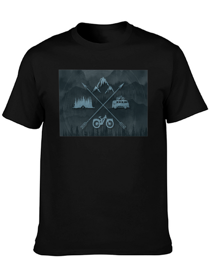 Outdoor Adventure Graphic T-Shirt - Mountain Bike Camping