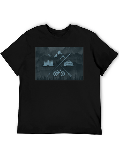 Outdoor Adventure Graphic T-Shirt - Mountain Bike Camping