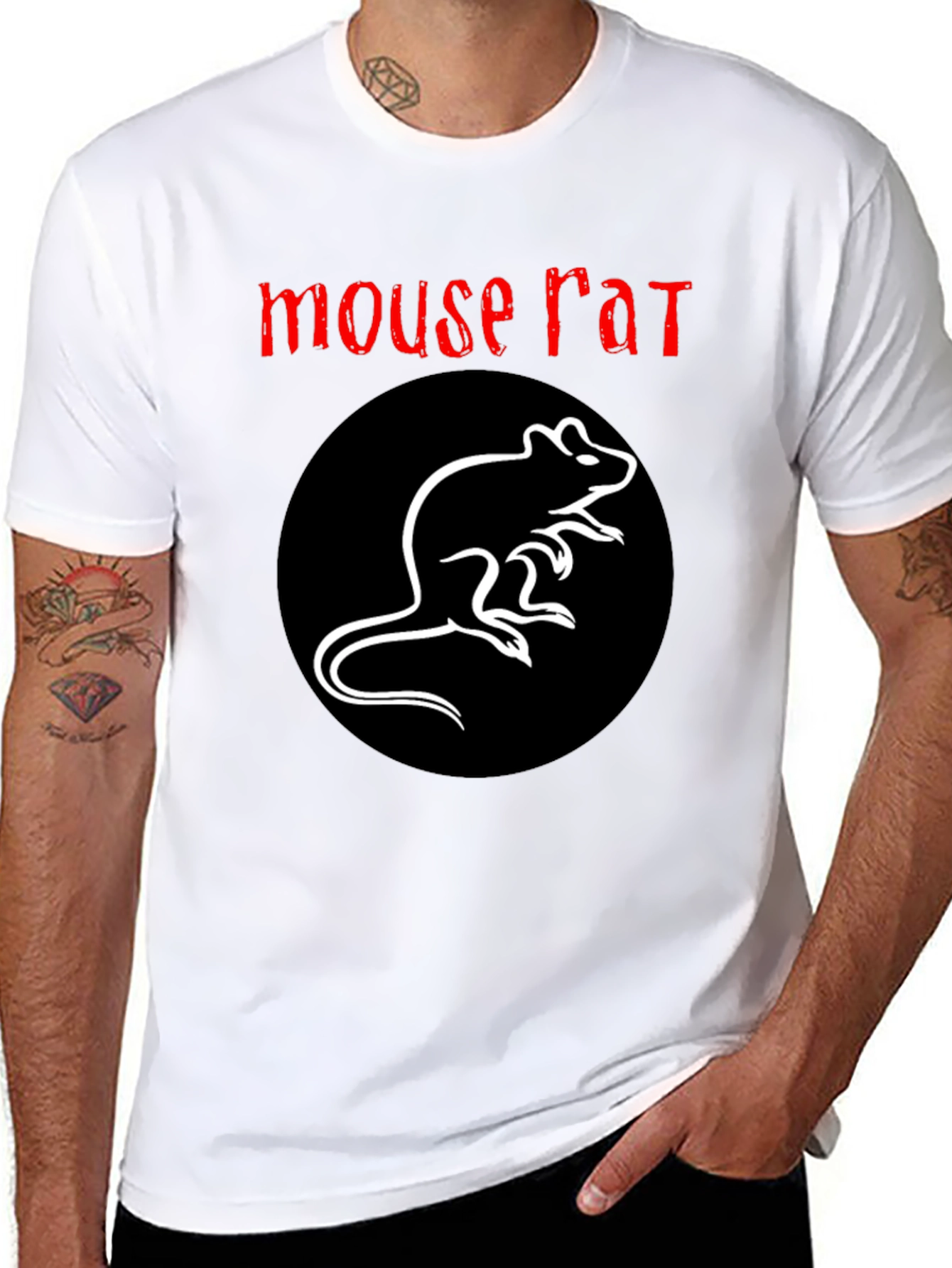 Mouse Rat Graphic Tee - Black Cotton T-Shirt