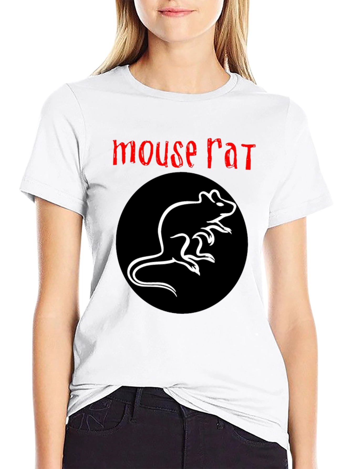 Mouse Rat Graphic Tee - Black Cotton T-Shirt
