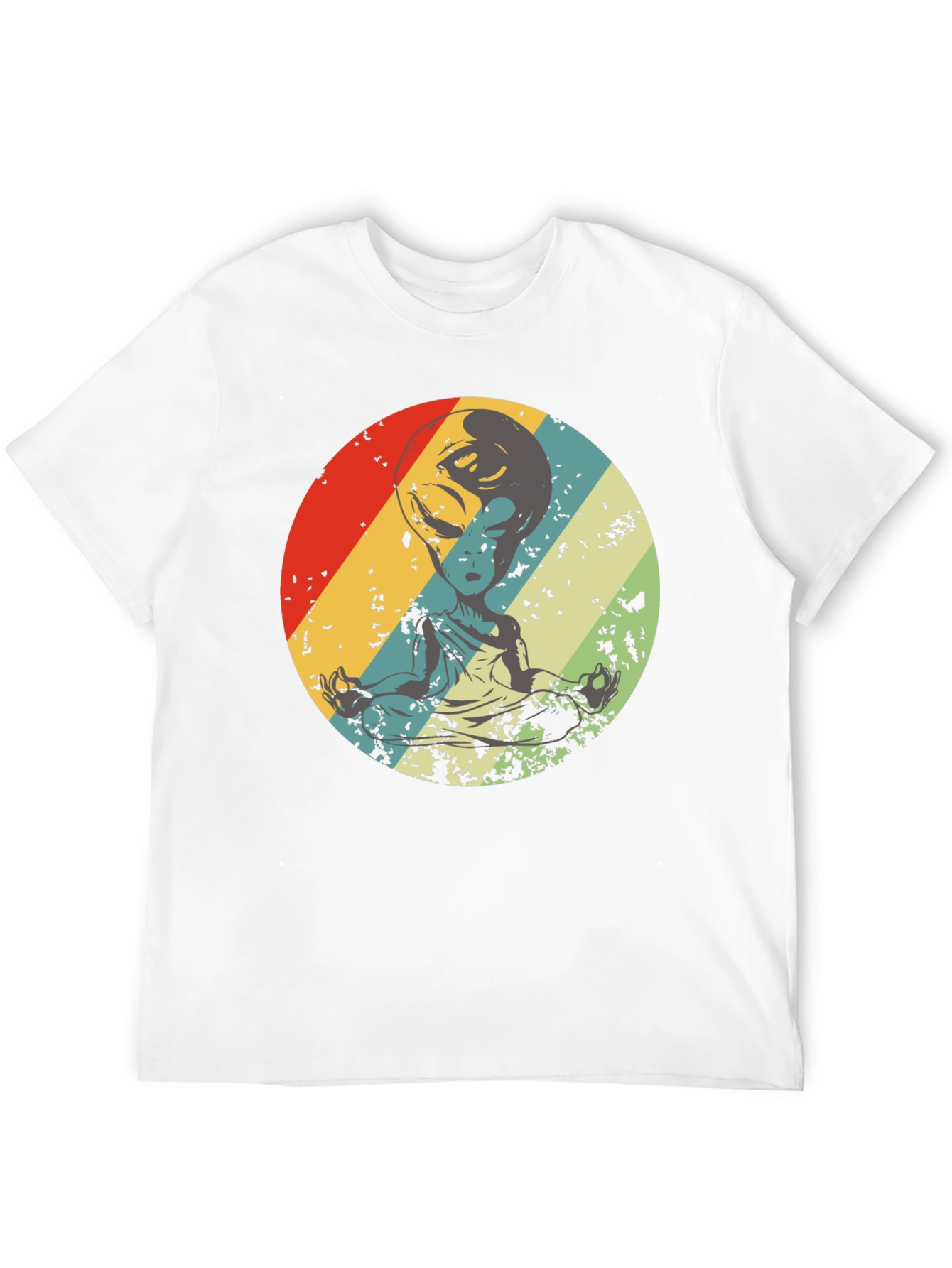 Retro Alien Meditation T-Shirt - Sci-Fi Yoga Tee