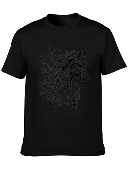 Black Horse Graphic Tee - Mens Fashion